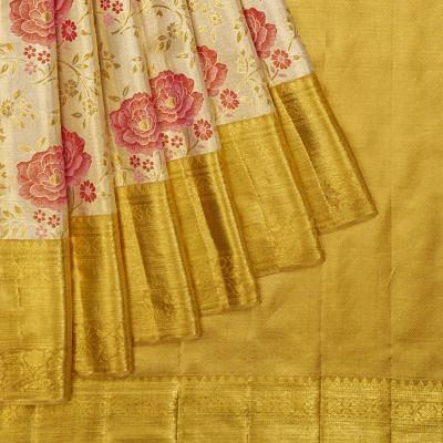 Kanchipuram Silk Tissue Brocade Gold Saree