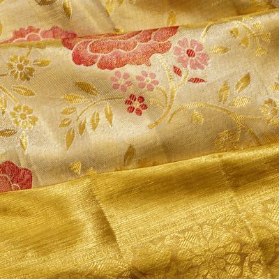 Kanchipuram Silk Tissue Brocade Gold Saree