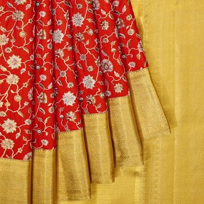 Kanchipuram Silk Brocade Red Saree