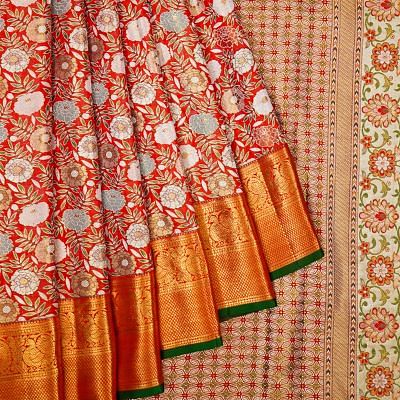 Kanchipuram Silk Brocade Red Saree