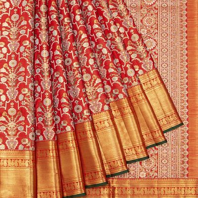 Kanchipuram Silk Brocade Red Saree