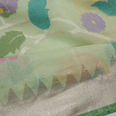 Ponduru Handspun Cotton Plain Pastel Green Saree