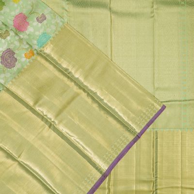 Kanchipuram Silk Jaal Pista Green Saree