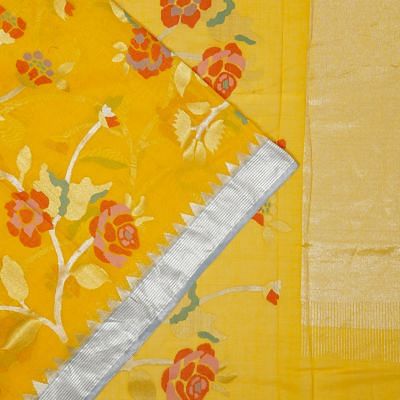 Ponduru Handspun Cotton All Over Jamdani Yellow saree