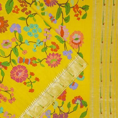 Paithani Silk All Over Jaal Yellow Saree