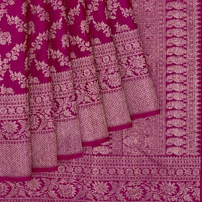 Kanchipuram Silk Antique Zari Jaal And Butta Purple Saree