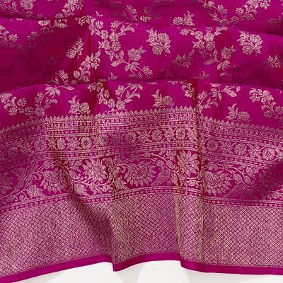 Kanchipuram Silk Antique Zari Jaal And Butta Purple Saree