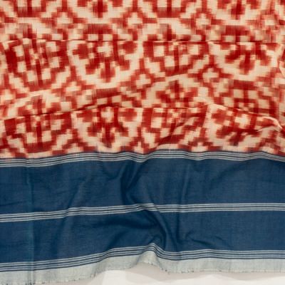 Telia Rumal Natural Dye Pochampally Cotton Double Ikat White And Maroon Saree