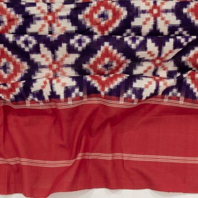 Telia Rumal Natural Dye Pochampally Cotton Double Ikat Violet Saree