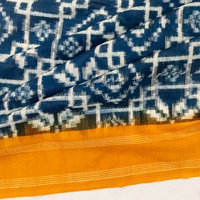 Pochampally Cotton Double Ikat Blue Saree