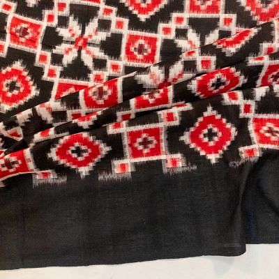 Pochampally Cotton Double Ikat Black Saree