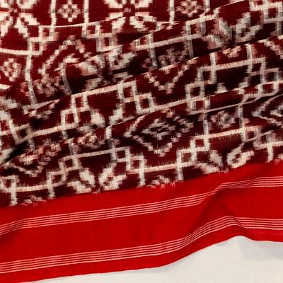 Pochampally Cotton Double Ikat Maroon Saree