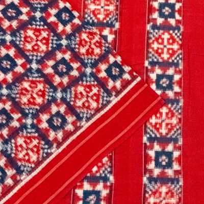 Pochampally Cotton Double Ikat Red Saree