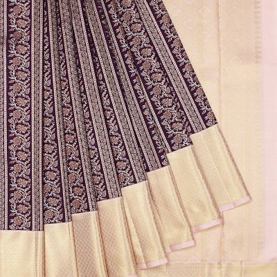 Kanchipuram Silk Brocade Brown Saree