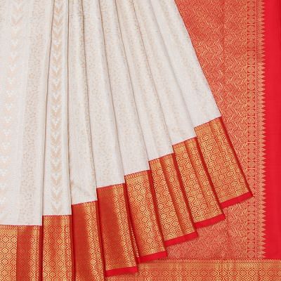 Kanchipuram Silk Brocade White Saree