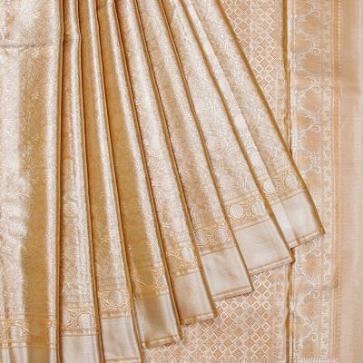 Kanchipuram Silk Tissue Brocade Gold Saree