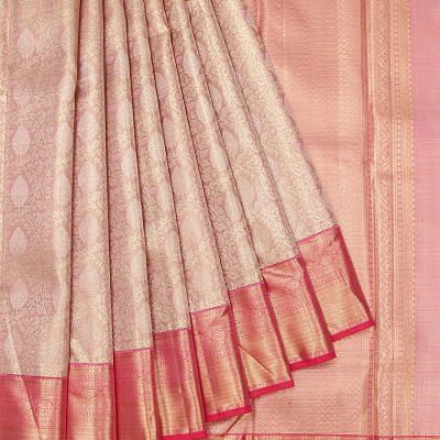 Kanchipuram Silk Tissue Brocade Pink Saree