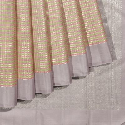 Kanchipuram Silk Checks Peach And Green Saree