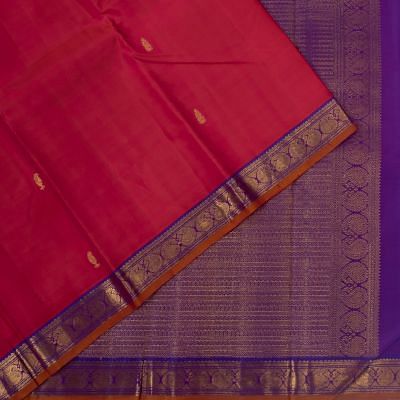 Classic Kanchipuram Silk Butta Dual Pink And Orange Saree