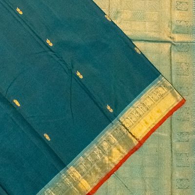 Classic Kanchipuram Silk Butta Teal Green Saree