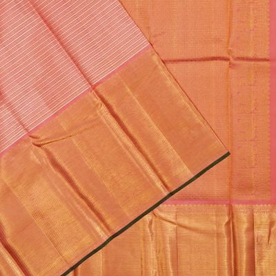 Kanchipuram Silk Horizontal Lines Peach Saree