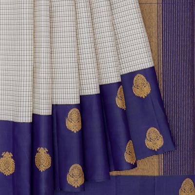 Kanchipuram Silk Checks Off White Saree