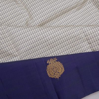 Kanchipuram Silk Checks Off White Saree