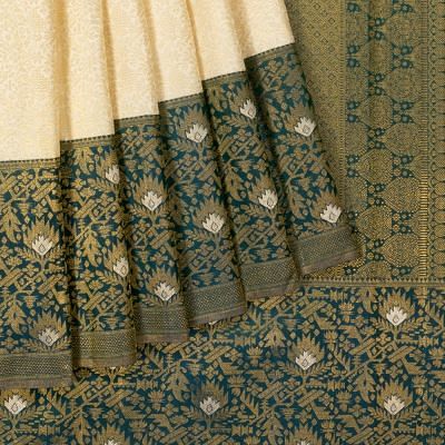 Kanchipuram Silk Brocade White Saree