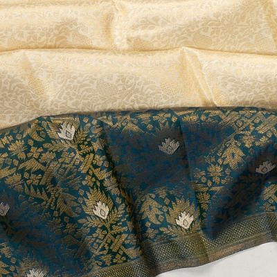 Kanchipuram Silk Brocade White Saree