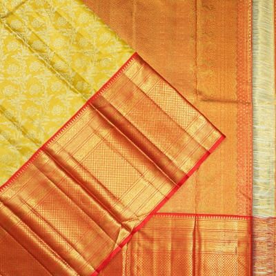 Kanchipuram Silk Tissue Jaal Gold Saree