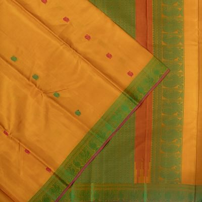 Classic Kanchipuram Silk Resham Butta Yellow Saree