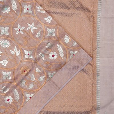 Zari Kota Cotton Tissue All Over Jamdani Jaal Lilac Saree