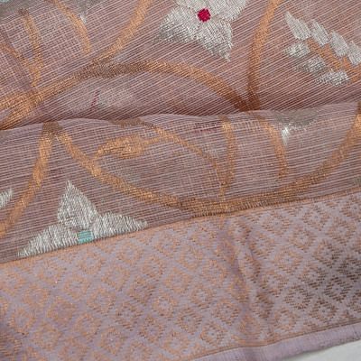 Zari Kota Cotton Tissue All Over Jamdani Jaal Lilac Saree