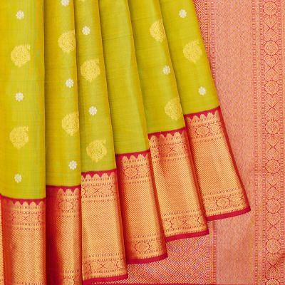 Kanchipuram Silk Butta Parrot Green Saree