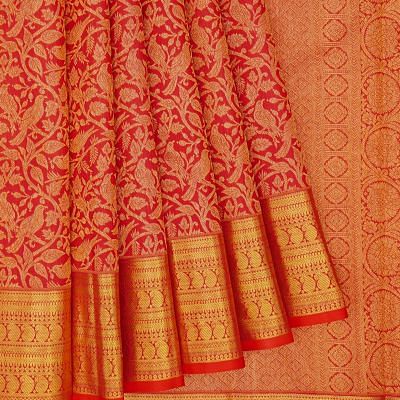 Kanchipuram Silk Brocade Red Saree