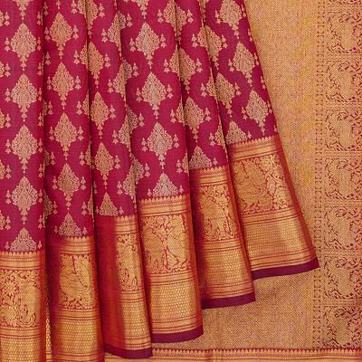 Kanchipuram Silk Brocade Maroon Saree