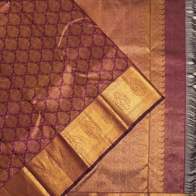 Kanchipuram Silk Tissue Brocade Maroon Saree