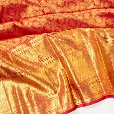 Kanchipuram Silk Tissue Brocade Red Saree