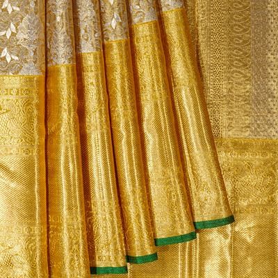 Kanchipuram Silk Tissue Jaal Gold Saree