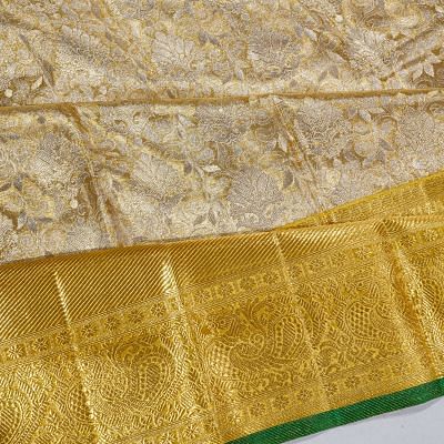 Kanchipuram Silk Tissue Jaal Gold Saree