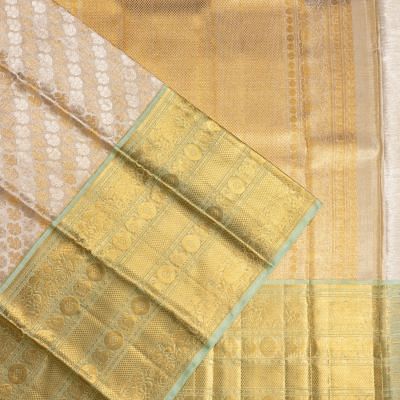 Kanchipuram Silk Tissue Brocade Silver Saree