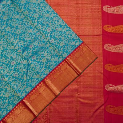 Kanchipuram Silk Brocade Sky Blue Saree