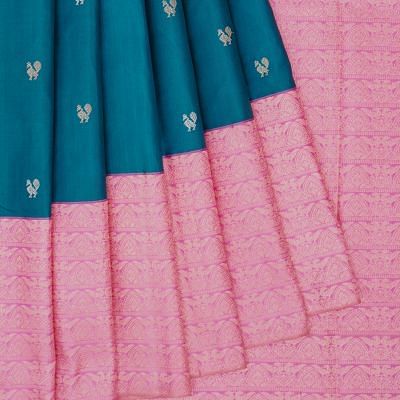 Kanchipuram Silk Brocade Peacock Blue Saree