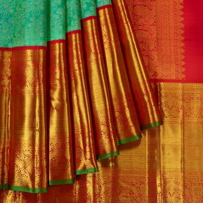 Kanchipuram Silk Brocade Sea Green Saree