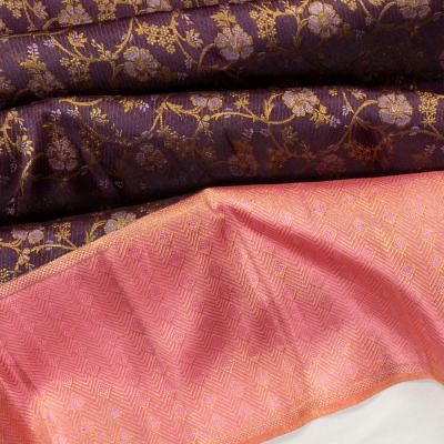 Kanchipuram Silk Brocade Purple Saree