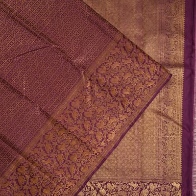 Kanchipuram Silk Checks Purple Saree