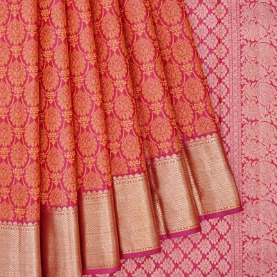 Kanchipuram Silk Floral Brocade Pink Saree