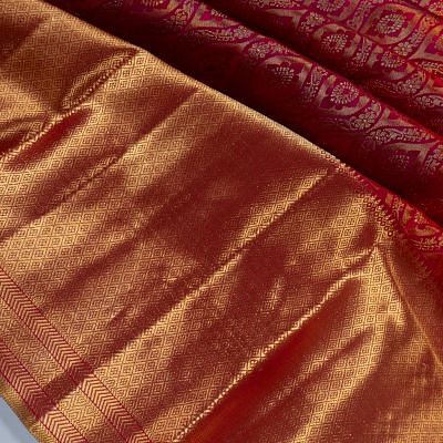 Kanchipuram Silk Brocade Pink Saree