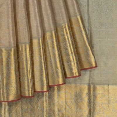 Kanchipuram Silk Brocade Pastel Grey Saree