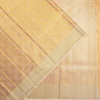 Kanchipuram Silk Tissue Jaal And Butta Gold Saree